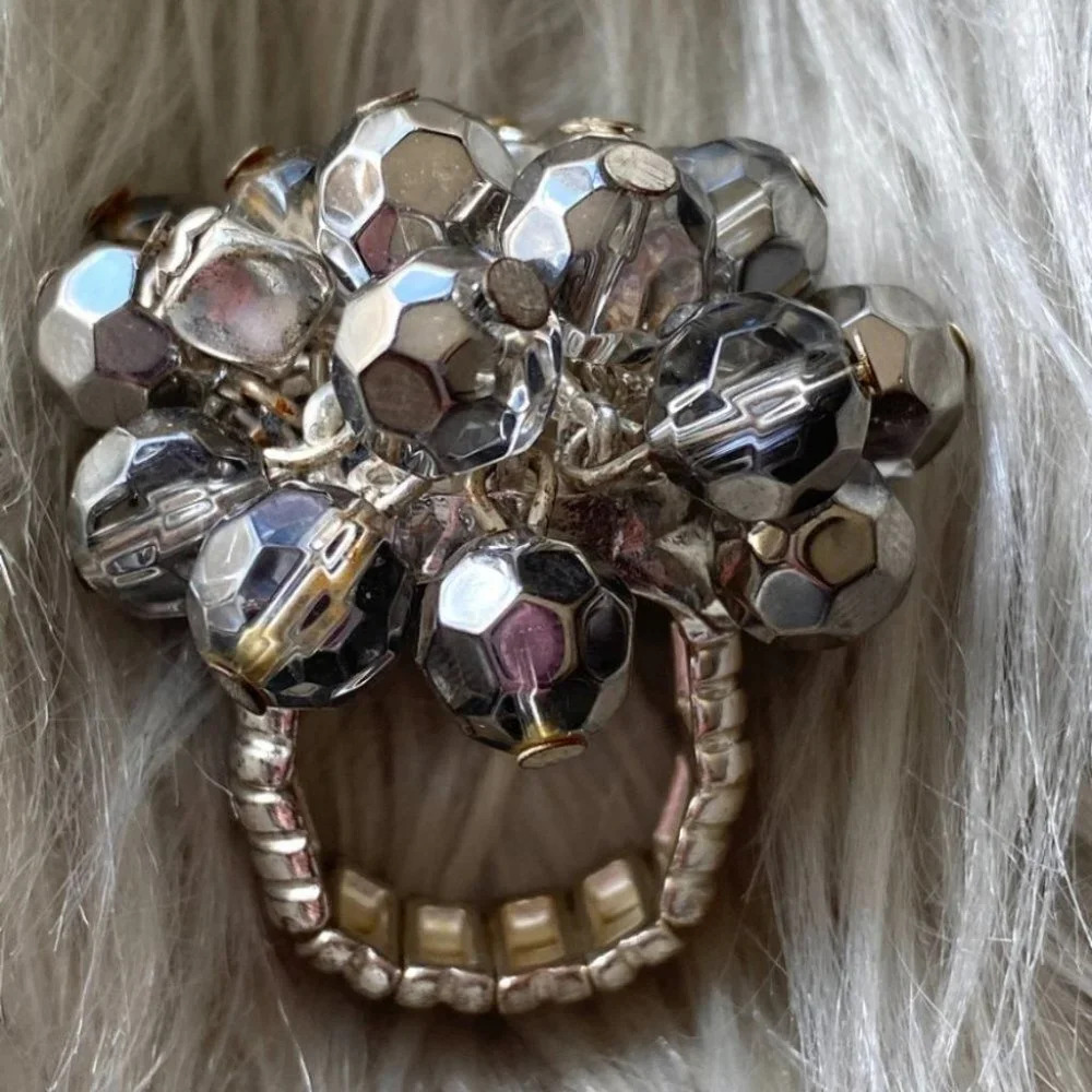🟣 (2/$20) - Fun Large Beaded Stretch Ring -  One Size